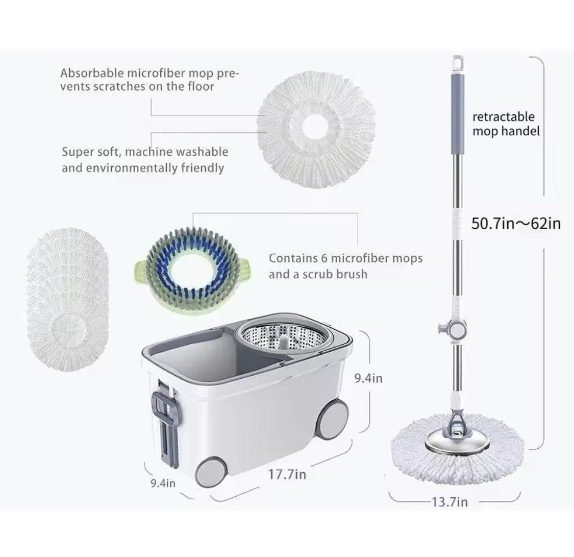 Automatic Rotation Magic Mop Bucket, Bus Style Floor Cleaning Mop, Microfiber Mop Bucket Cleaning Set Automatic Rotation Magic Mop Bucket, Bus Style Floor Cleaning Mop, Microfiber Mop Bucket Cleaning Set